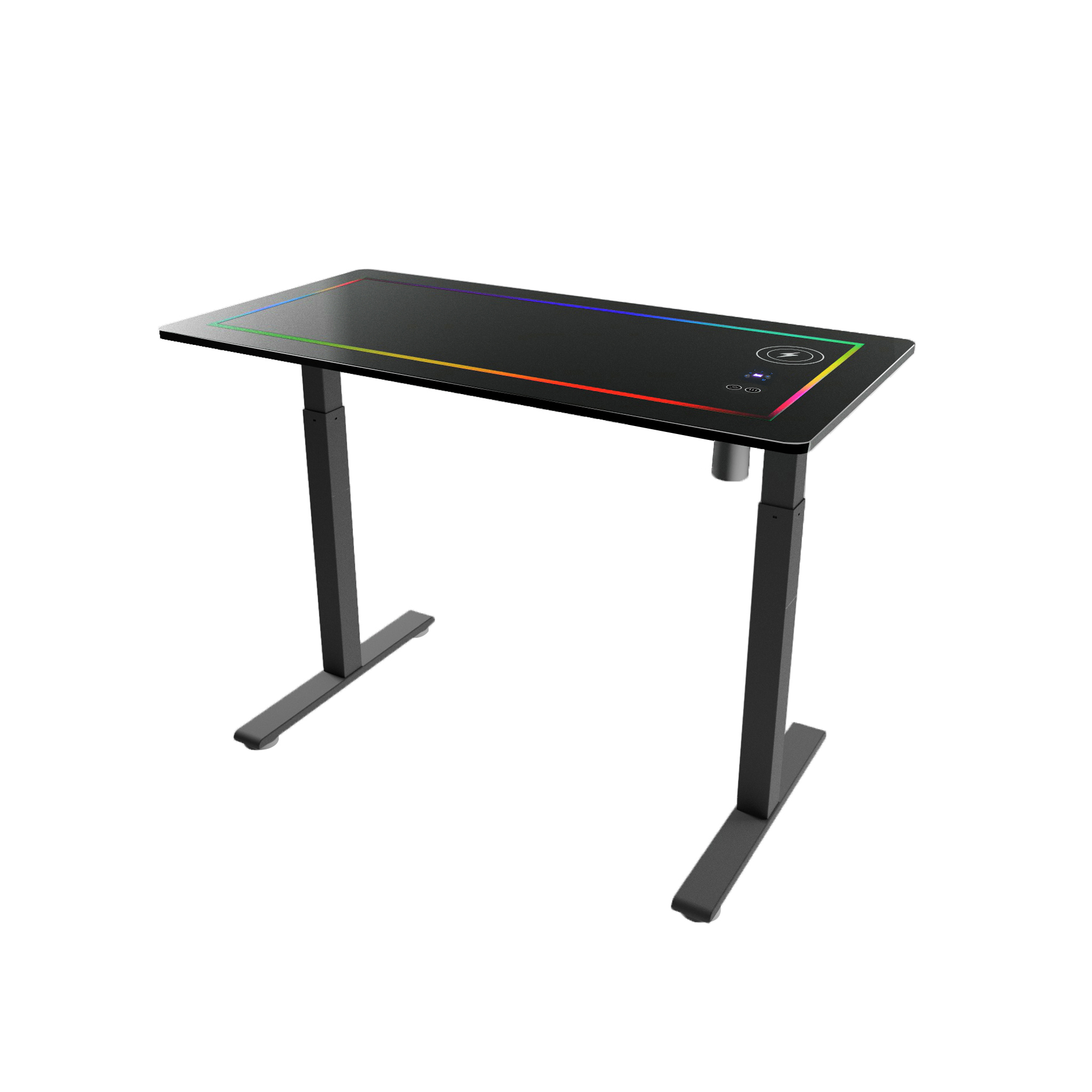 Tempered Glass Electric Standing Desk with Wireless Charging Touch