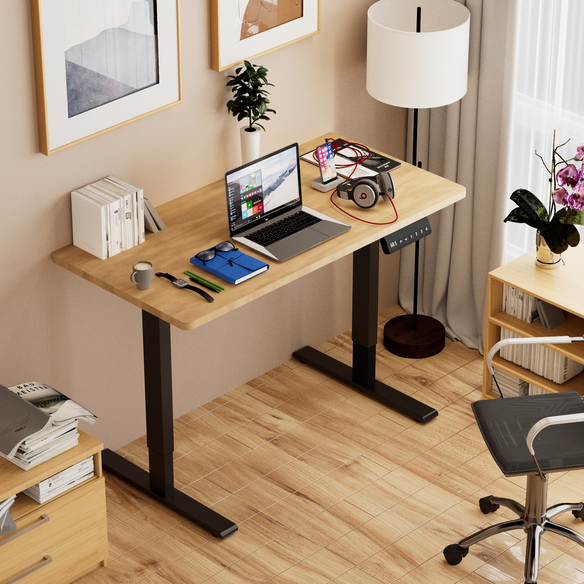 Multi-level Glass Sit-Stand Desk for Height Adjustable Workstation